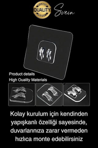 10 Ad. Ekstra Güçlü Kendinden Yapışkanlı İz Bırakmaz Suya Dayanıklı Banyo Rafı Tablo Ayna Askı Kanca Çok Renkli