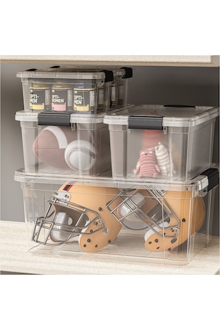 Dünya Dp-33113-102 Çok Amaçlı Saklama Kutusu 6.25 Lt - Kilitli Kapak Şeffaf 210x305x145 Mm- 12'li Paket