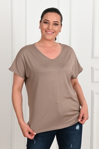 Kadın V Yaka Büyük Beden T-shirt 1486-23 001