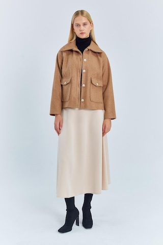 4410 Kadın Balık Sırtı Kısa Kaban Camel CAMEL