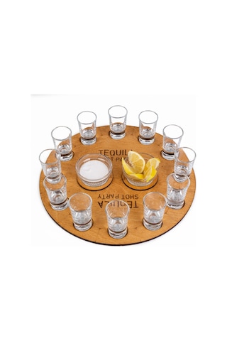 12 Tekila Bardağı. 2 Kase. Ahşap Tekila Tepsisi. Shot Set. Sunum