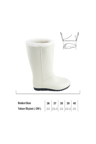 Gezer Kadın Kışlık Pvc İçi Sıcak Astarlı Su Geçirmez Çizme Bej