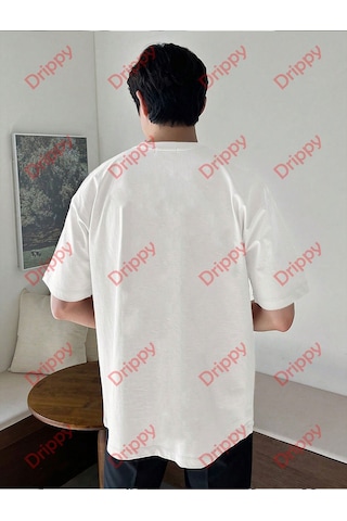 Flood Of Style 3 Çizgi Baskılı Beyaz Erkek Tshirt Beyaz