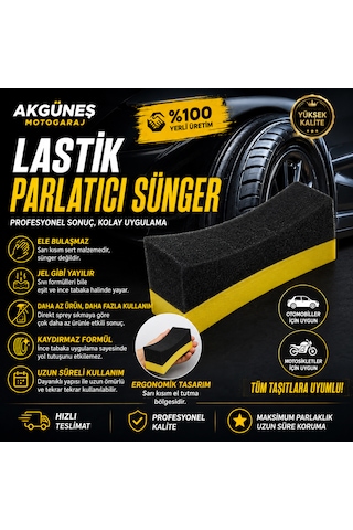 Akgüneş Motogaraj Lastik Parlatıcı Süngeri Kavisli Profesyonel Lastik Aplikatörü Otomobil & Motosiklet
