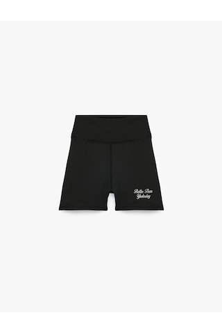 Koton Yüksek Bel Slim Fit Baskılı Spor Tayt Siyah 6sak40297nk