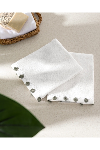 Jeanne Kroşeli 2'li %100 Pamuk El Havlusu - Ekru - 30x40 Cm 8684427204641 Ekru