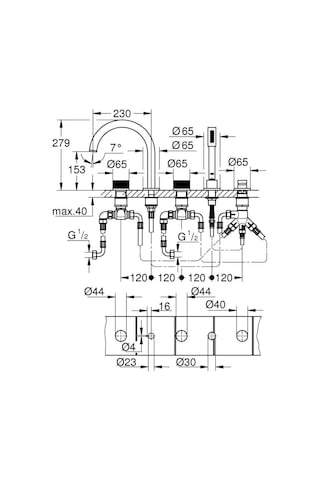 Grohe Atrio Private Collection 5 Delikli Ankastre Küvet Bataryası 25226000 Gümüş