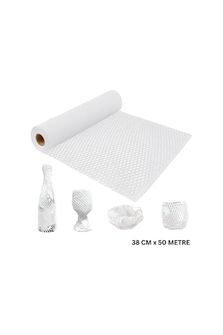 Petek Dolgu Ambalaj Sargı Kağıdı - Beyaz, Hediye Ve Eşya Paketleme, Kargo Kağıdı - 38 Cm X 50 Metre