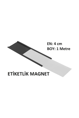 Kanallı Etiket Raf Magneti , Şerit Mıknatıs, Esnek Magnet, En: 4 Cm, Boy: 1 Metre