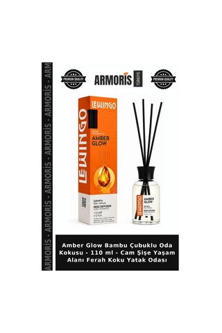 Amber Glow Bambu Çubuklu Oda Kokusu - 110 Ml - Cam Şişe Yaşam Alanı Ferah Koku Yatak Odası Çok Renkli