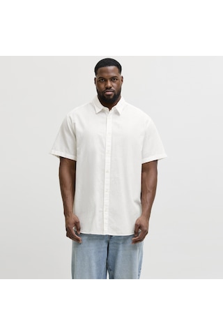 Jack & Jones Büyük Beden Kisa Kollu Gömlek - Breeze - 12294285 Beyaz
