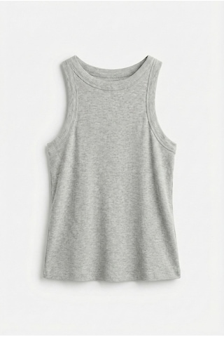 Ollacollection Halter Yaka Basic Fitilli Atlet Karmelanj Gri