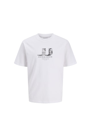Jack & Jones Erkek Gögüs Logo Baskili Tisört- Dust - 12297849 Beyaz