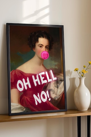 Oh Hell No Çerçeveli Tablo Esprili Klasik Sanat Posteri Marjinal Dekorasyon Altered Art