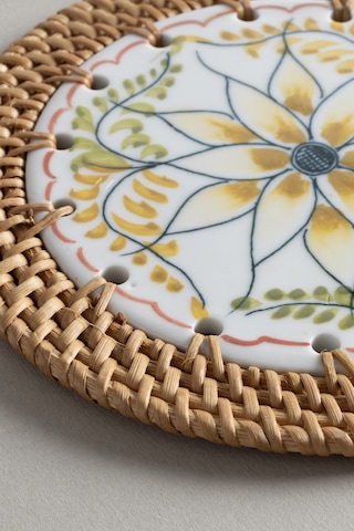 Meander Doğal Rattan El Yapımı Çerçeveli 16 Cm. Turuncu Çiçek Des Naturel