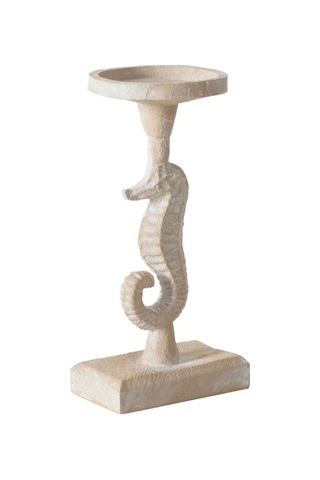 New Seahorse Denizatı Figürlü Dekoratif Mumluk Beyaz 12 10 23 Cm