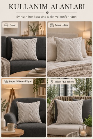 Wellsoft Dekoratif Kırlent Kılıfı 45x45 Ve 30x50 Peluş Koltuk Kanepe Yastık Kılıfı Açık Gri 30 x 50