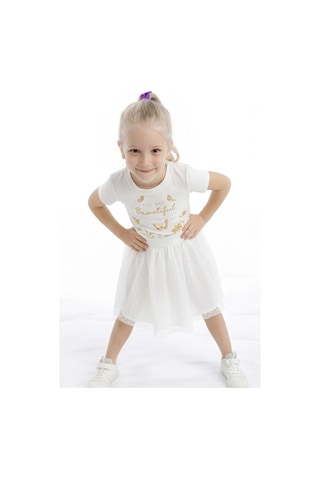 Fesshera Kids Kız Çocuk Etek Beli Lastikli Pamuklu Ve Astarlı Tül Etek Beyaz