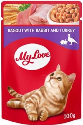 My Love Pouch Tavşanlı ve Hindi Etli Yetişkin Kedi Maması 100 G