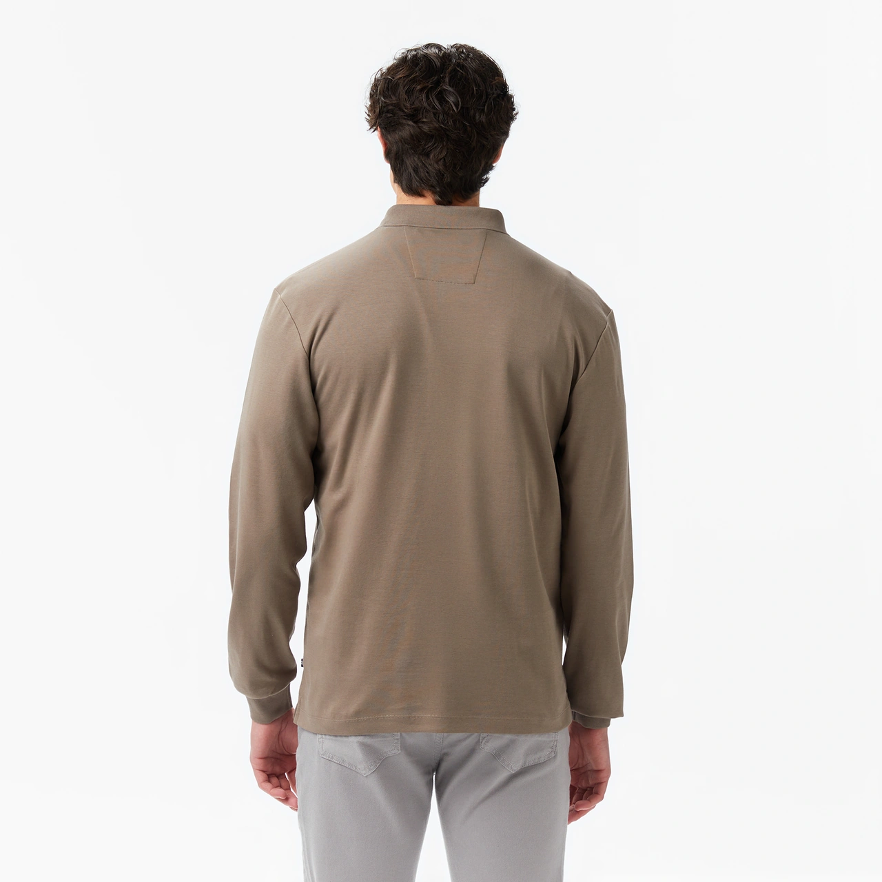Nautica Erkek Kahverengi Classic Fit Uzun Kollu Polo Yaka T-shirt Düz K57024t Kahverengi