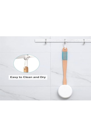 Moveevo Kemik Boyutlu Ahşap Saplı Vücut Losyon Uygulayıcı - 3 Değiştirilebilir Yumuşak Pad, Omuz-ayak Erişim Kolaylaştırıcı, Kaymaz Tutuş, Temizlenmesi Kolay Beyaz - Mavi