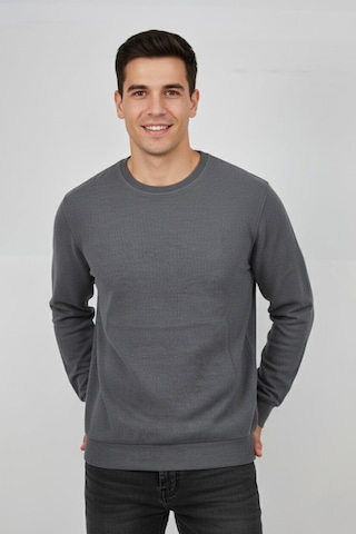 Baglan Erkek Büyük Beden Sıfır Yaka Selanik Sweatshirt Bgl-st04871 Koyu Gri