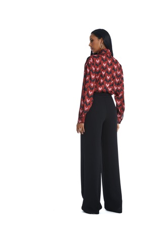 Kalp Desenli Şık Gömlek Zarif Fiyonk Detaylı Tasarım Kiremit