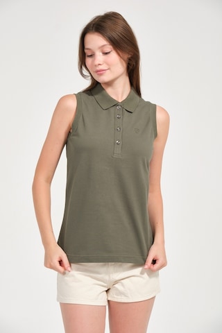 Kadın Regular Fit Kolsuz Polo Haki