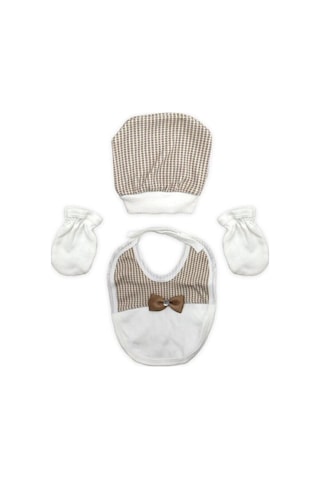 Bombinoo Kahverengi Ayıcıklı Kahve Papyonlu Yenidoğan Bebek 5 Li Hastane Çıkış Seti K2151 Kahverengi