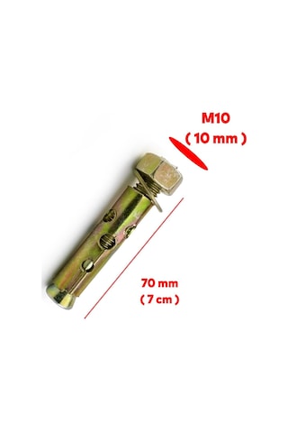 8 Adet Saplamalı Gömlek Çelik Dübel M10x70 Mm Raf Montaj Bağlantı Zemin Monte Tavan Asma Aparat