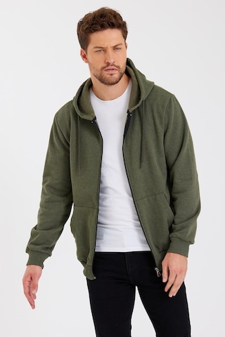 Comeor Kanguru Cepli Kapüşonlu Fermuarlı İçi Pamuklu Erkek Sweatshirt Haki 001 Haki