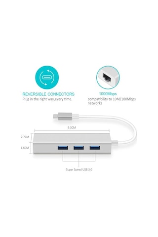DAYTONA FC-05G USB Type-C => 1RJ45 (GIGABIT)+3*USB 3.0PORT ÇEVİRİCİ