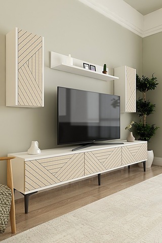 Tvr1802bt - Ferrotvr180 Tv Ünitesi Takımı Beyaz-traverten Kapak 180cm Beyaz-traverten