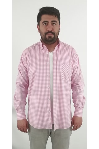 Tousus Regular Fit Pitikareli Likralı Erkek Gömlek Kls-4004-tss Pembe
