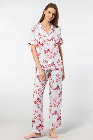 Türen 3604 Kadın Kısa Kollu Dokuma Gömlek Pijama Takımı-mavi Mavi