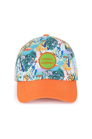 Milk & Moo Jungle Friends 4-6 Yaş Erkek Çocuk Şapkası - Turuncu, Nakışlı, Ayarlanabilir Yazlık