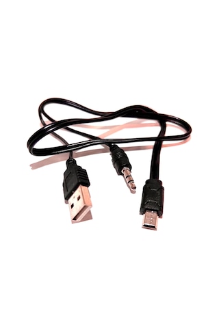 Mini USB 5 Pin + 3.5MM AUX Kablosu, AUX ve Şarj 2 in 1 Kablo