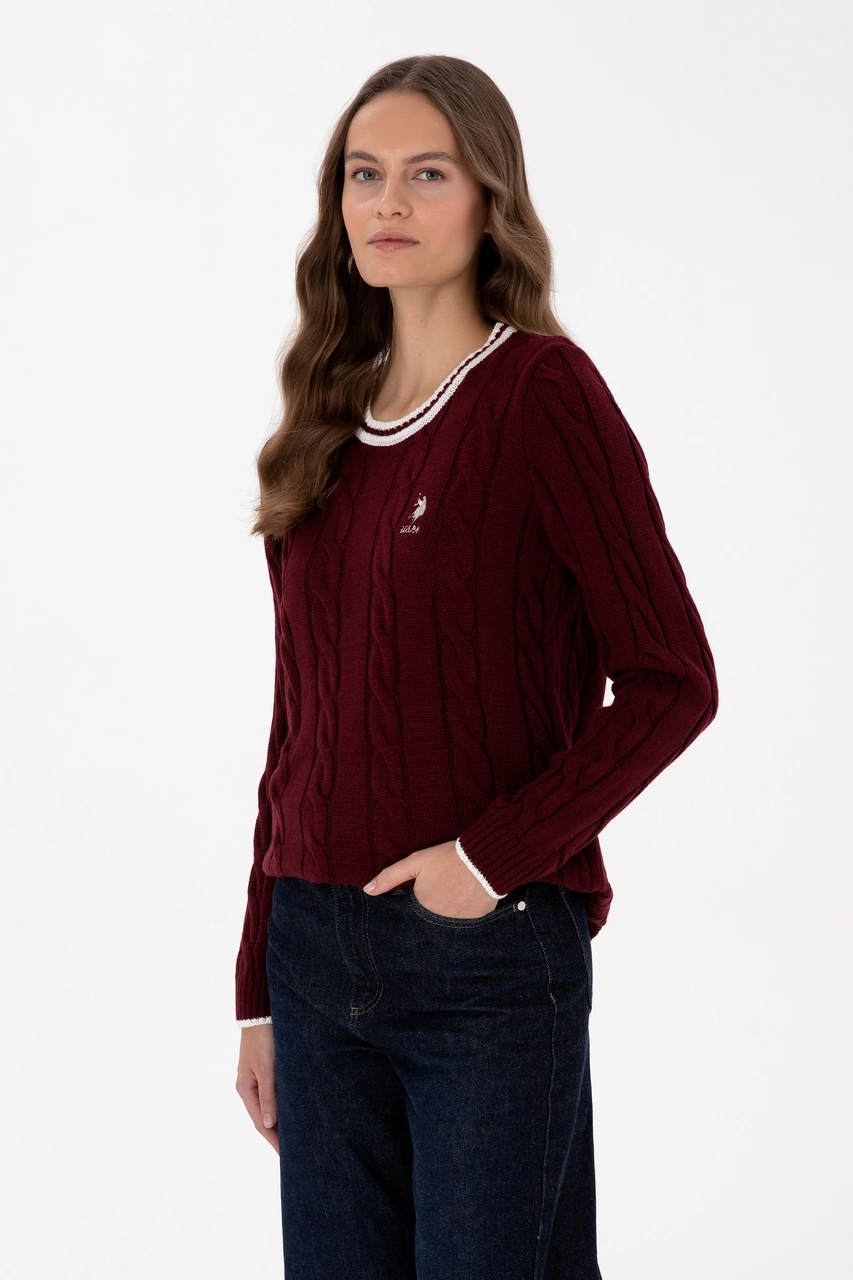 U.S. Polo Assn. Kadın Bordo Bisiklet Yaka Kazak 50317182-VR014
