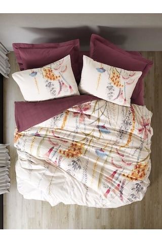 Cotton Box Çift Kişilik Modeline Nevresim Takımı Flos Bordo Çok Renkli
