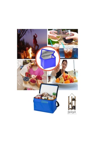 Soğuk Tutucu Termos Çanta Kamp Piknik Oto Soğutucu Buzluk Araç Serin Tutucu Sepet Mavi