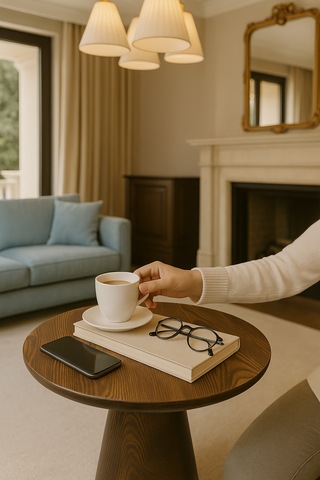 Nord Ahşap Orta Sehpa Ceviz Renk Mantar Sehpa Ceviz