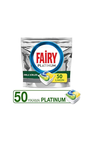 Fairy Platinum Limon Kokulu 50 Yıkama Bulaşık Makinesi Deterjanı Tableti - Kapsülü