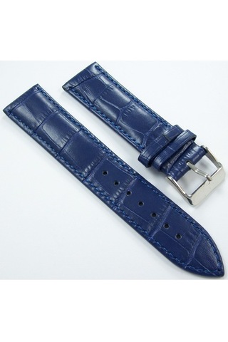 Çivit Mavisi Deri Saat Kordonu 22Mm Saat Kayışı Dikişli Parlament
