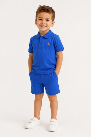 Eray Alp Kids Erkek Çocuk Mavi Polo Yaka Tişört Şort Takımı Yazlık Günlük Model