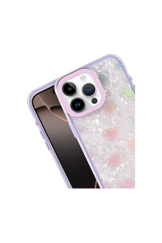 Storeşahin Apple Uyumlu iPhone 14 Lumi Desenli Kapak - Mor Shn0720
