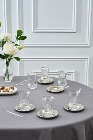 Karaca  Ada 6 Kişilik 18 Parça Çay Seti Platin