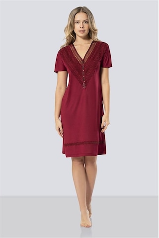 Türen 3282 Güpürlü V Yaka Gecelik - Bordo Bordo