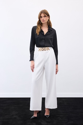 Sateen Kemerli Salaş Pantolon - Ekru-136533 Ekru