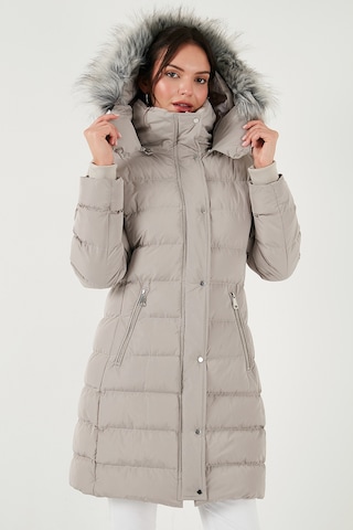 Lela Regular Fit Çıkarılabilir Kapüşonlu Fermuarlı Cepli Şişme Bayan Mont 497Emily Taş