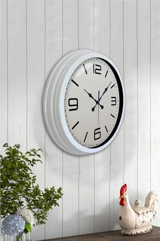 40 Cm Beyaz Metal Modern Duvar Saati Çok Renkli